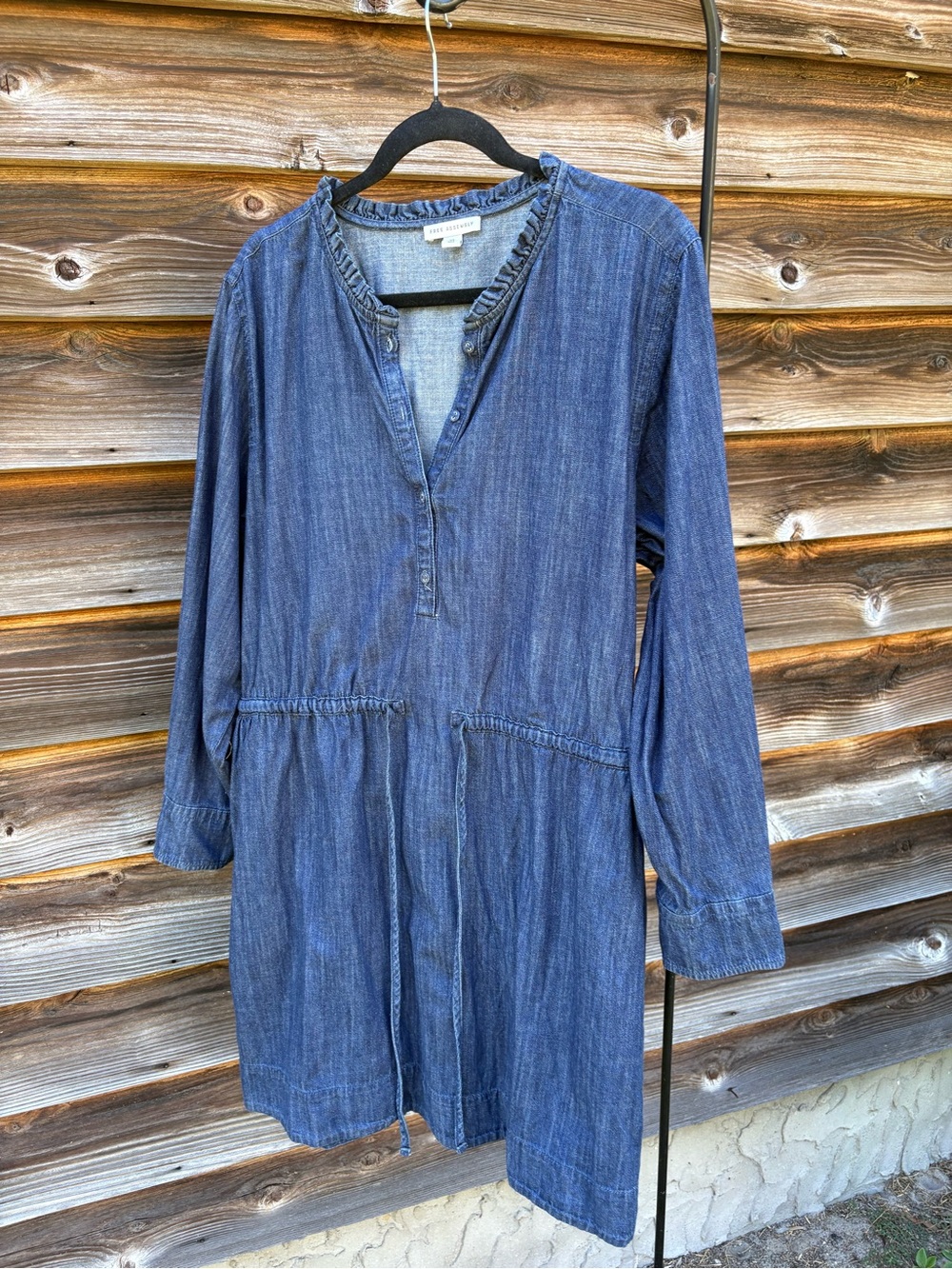 Indigo Denim Long-Sleeve Tunic Dress